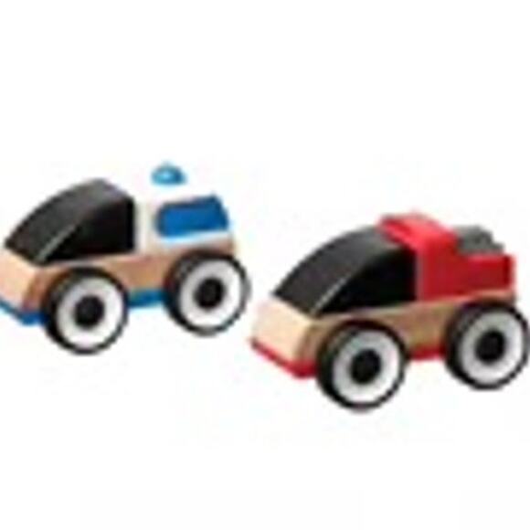 IKEA LILLABO 3-Piece Vehicle Set Excavator Police Car Race Car Multicolor - Picture 3 of 3